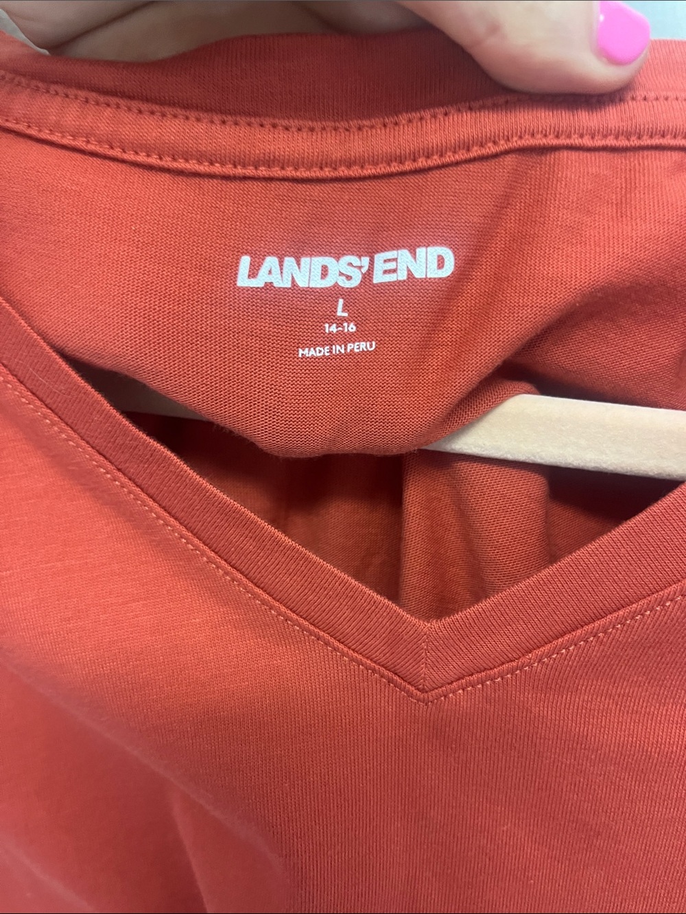 Lands' End V-Neck Tee (2 pack) — Rust Orange and Black - Picture 2 of 6